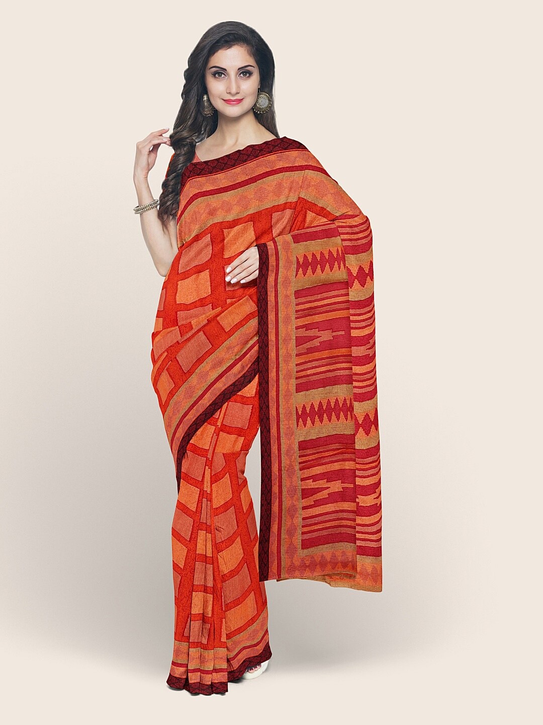 

Pothys Orange & Red Printed Saree