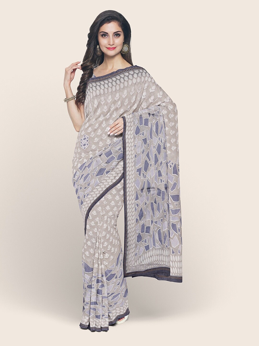 

Pothys Grey & White Printed Saree