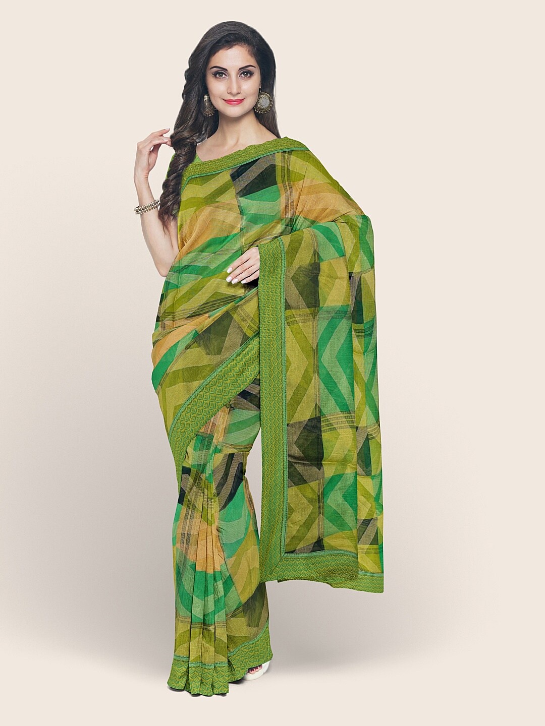 

Pothys Green & Black Printed Saree