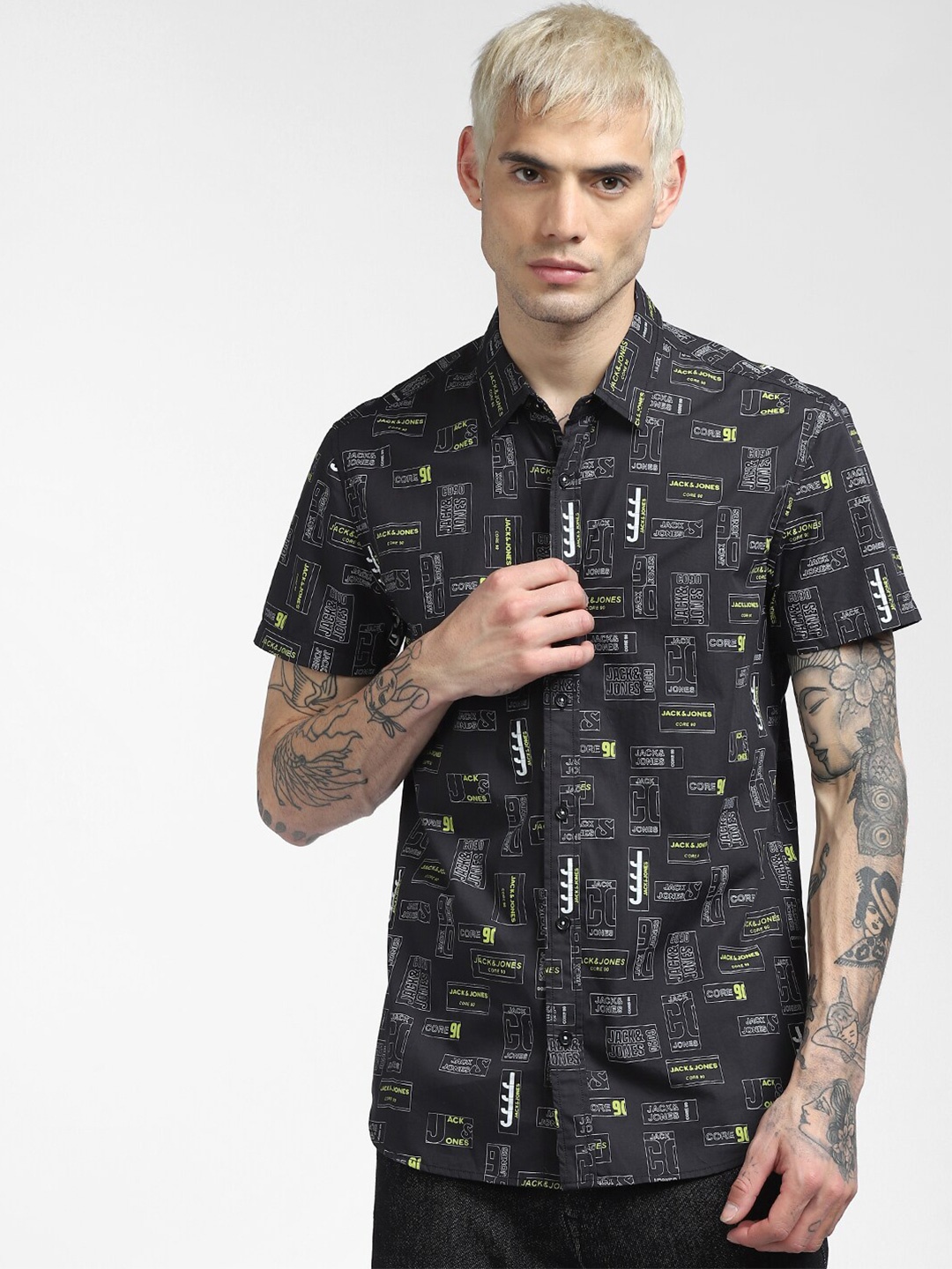 

Jack & Jones Men Black Slim Fit Casual Shirt