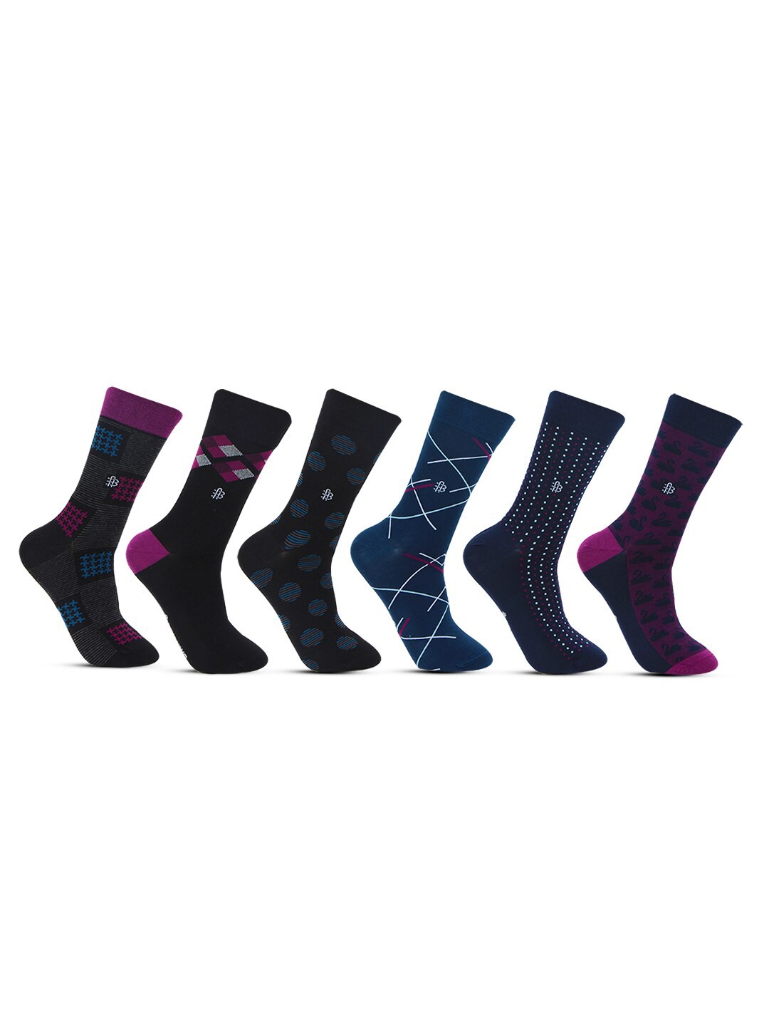 

Bonjour Men Pack Of 6 Assorted Calf-Length Socks
