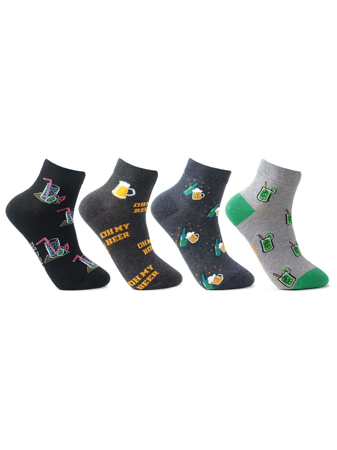 

Bonjour Men Pack Of 4 Ankle-Length Socks, Black