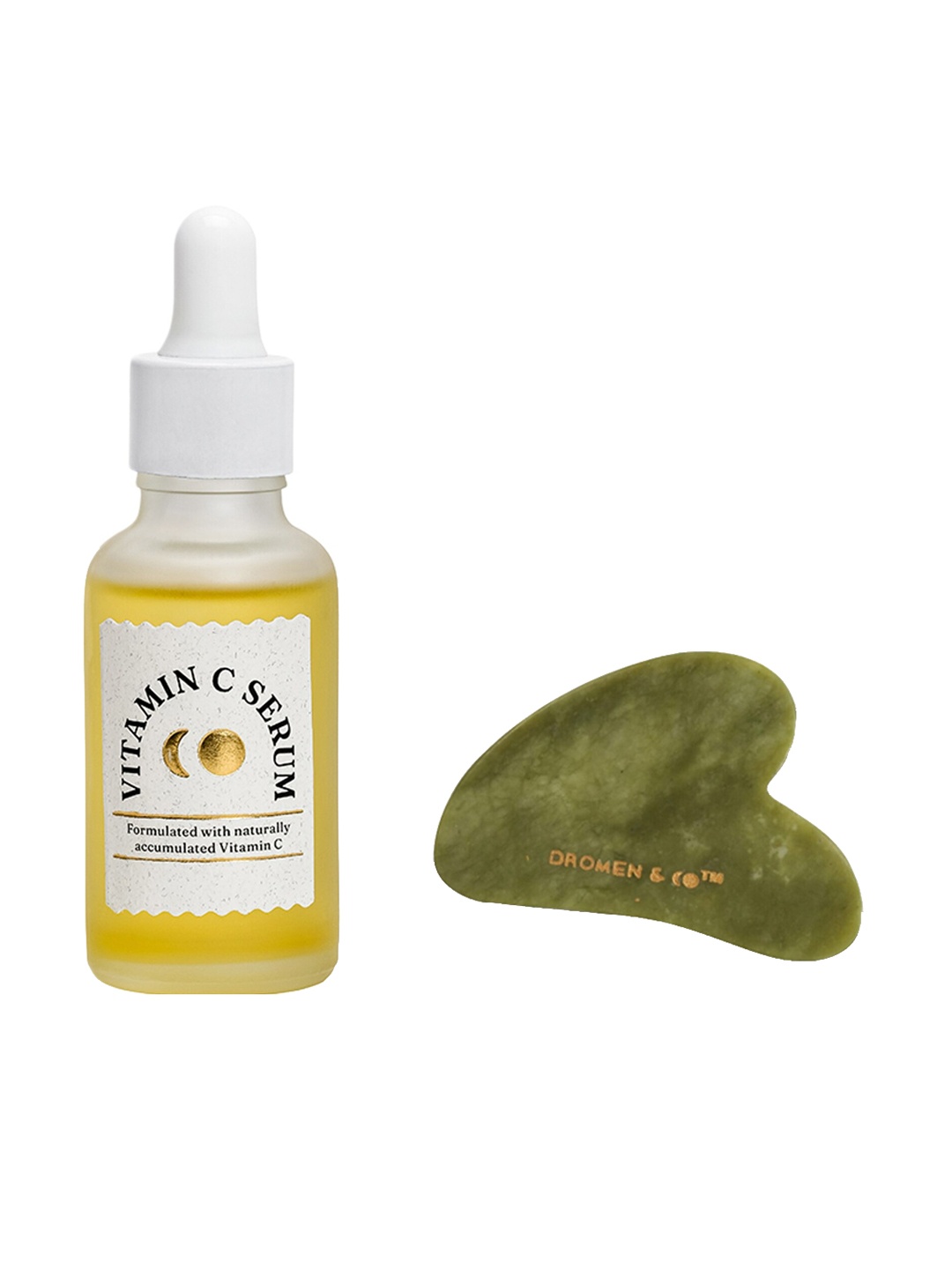 

DROMEN & CO Set of Jade Gua Sha & Vitamin C Serum, Green