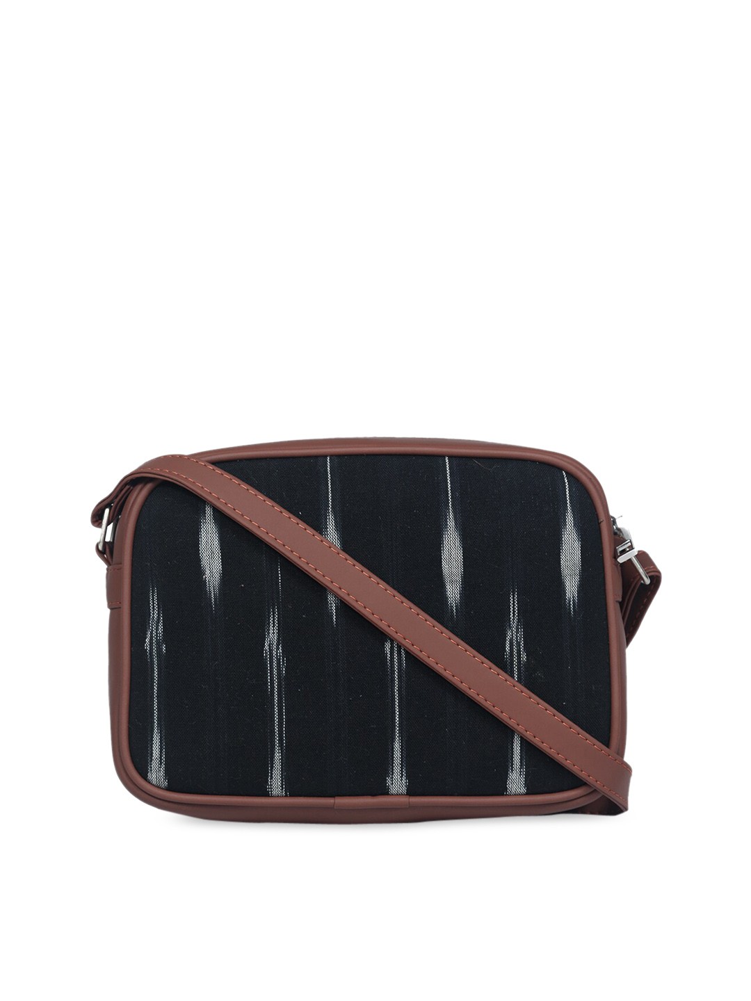 

ZOUK Black Ikat Printed Structured Sling Bag