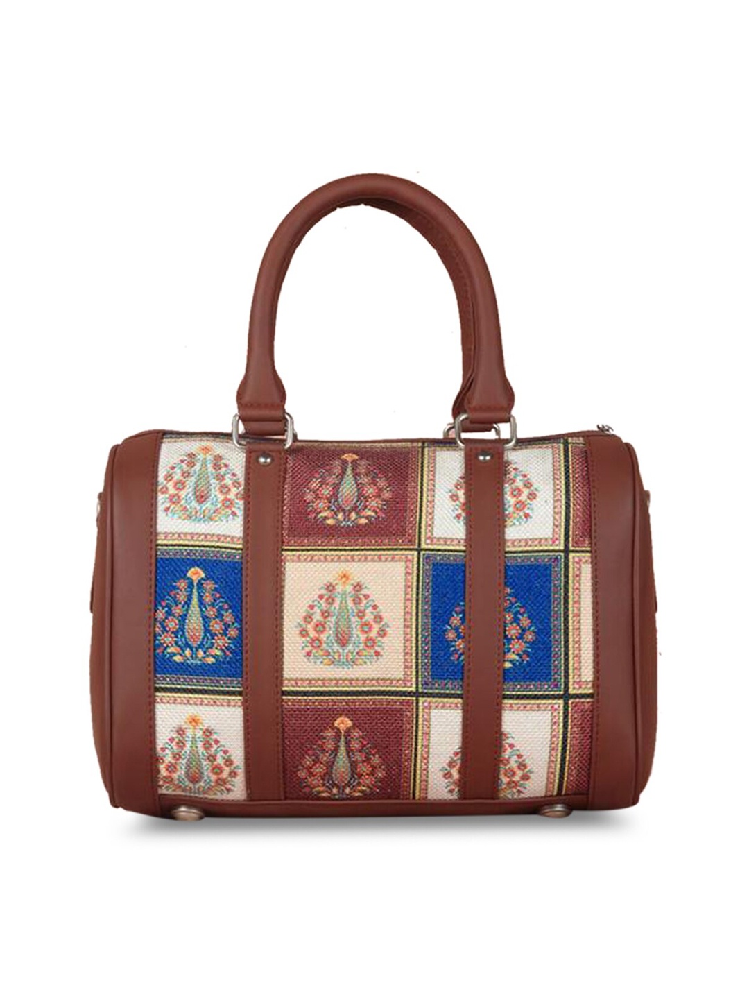 

ZOUK Multicoloured Floral Motif Structured Handheld Bag, Multi