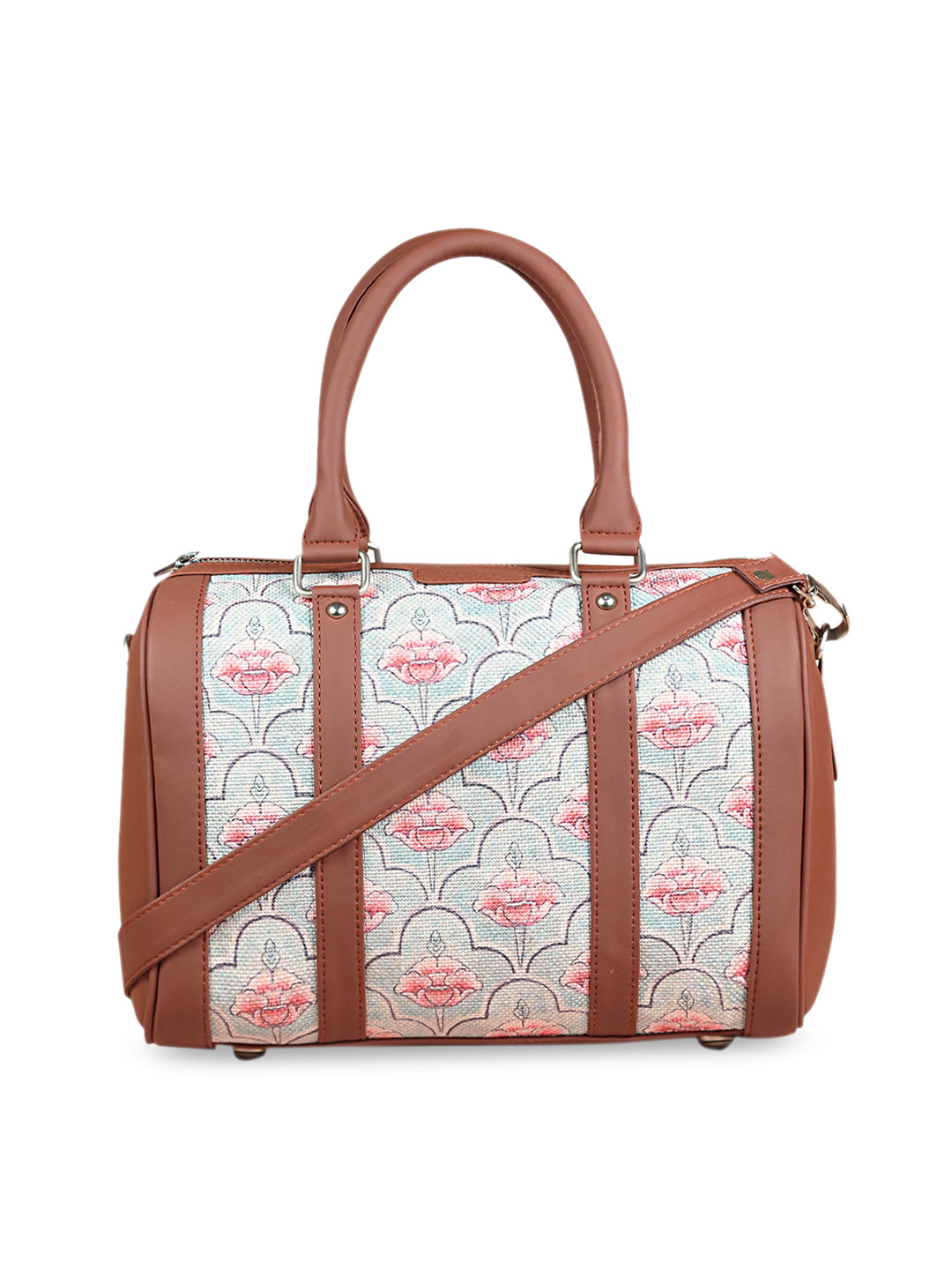 

ZOUK Blue Floral Printed Structured Handheld Bag