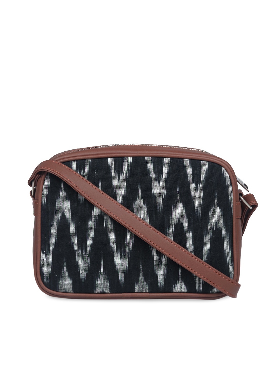 

ZOUK Black Ikat Printed Sling Bag