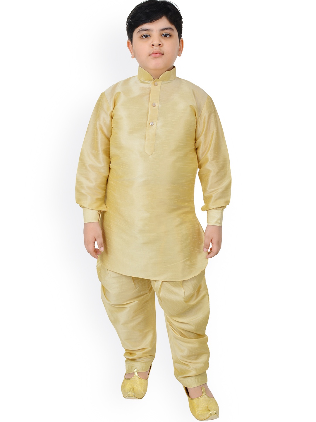 

SG YUVRAJ Boys Beige Raw Silk Kurta with Patiala