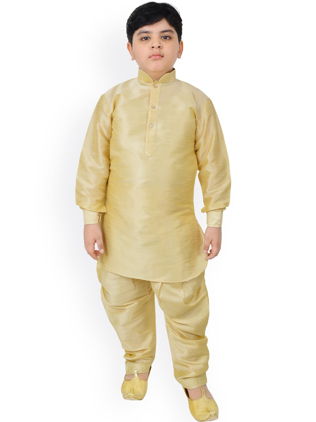 

SG YUVRAJ Boys Beige Raw Silk Kurta With Salwar