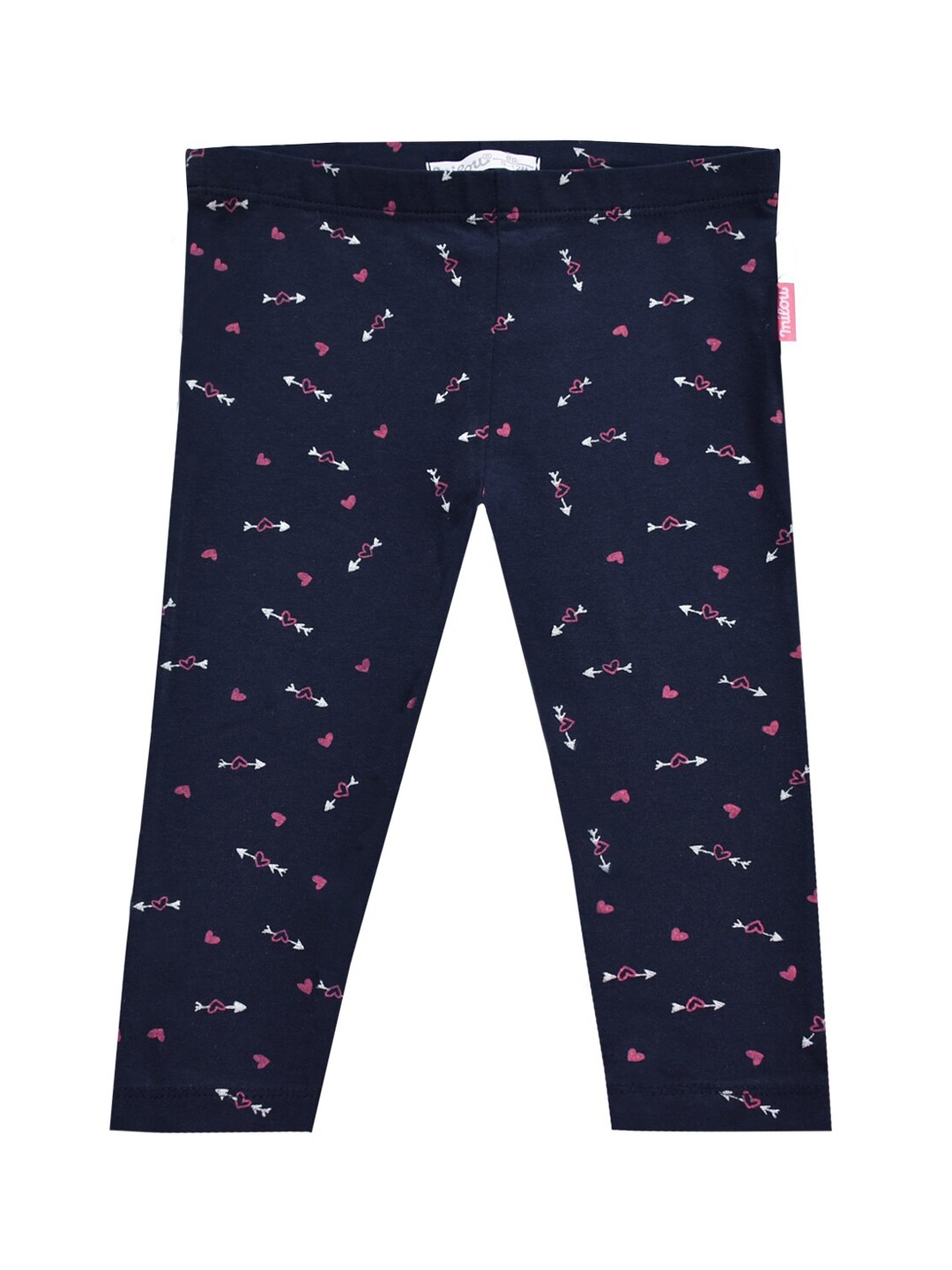 

milou Girls Navy Blue & White Self Design Pure Cotton Leggings