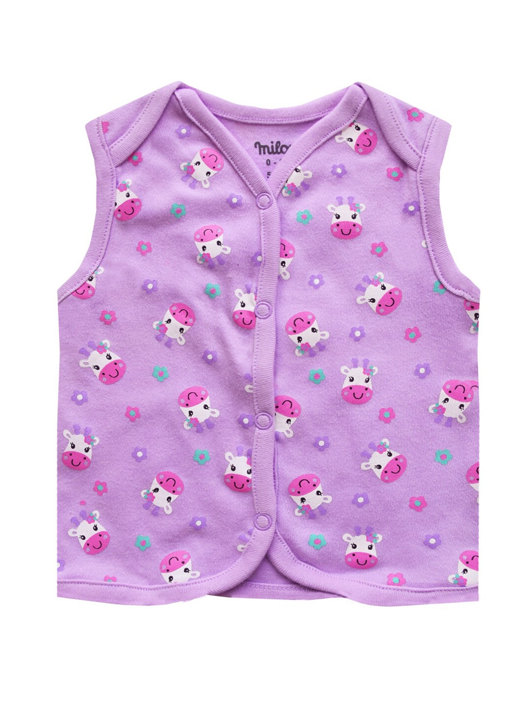 

milou Infant Girls Purple Floral Print Pure Cotton Jhabla