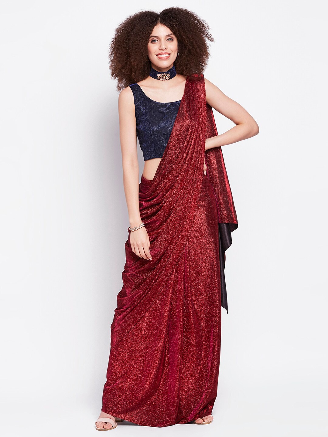 

Ira Soleil Red Embellished Ready to Wear Saree