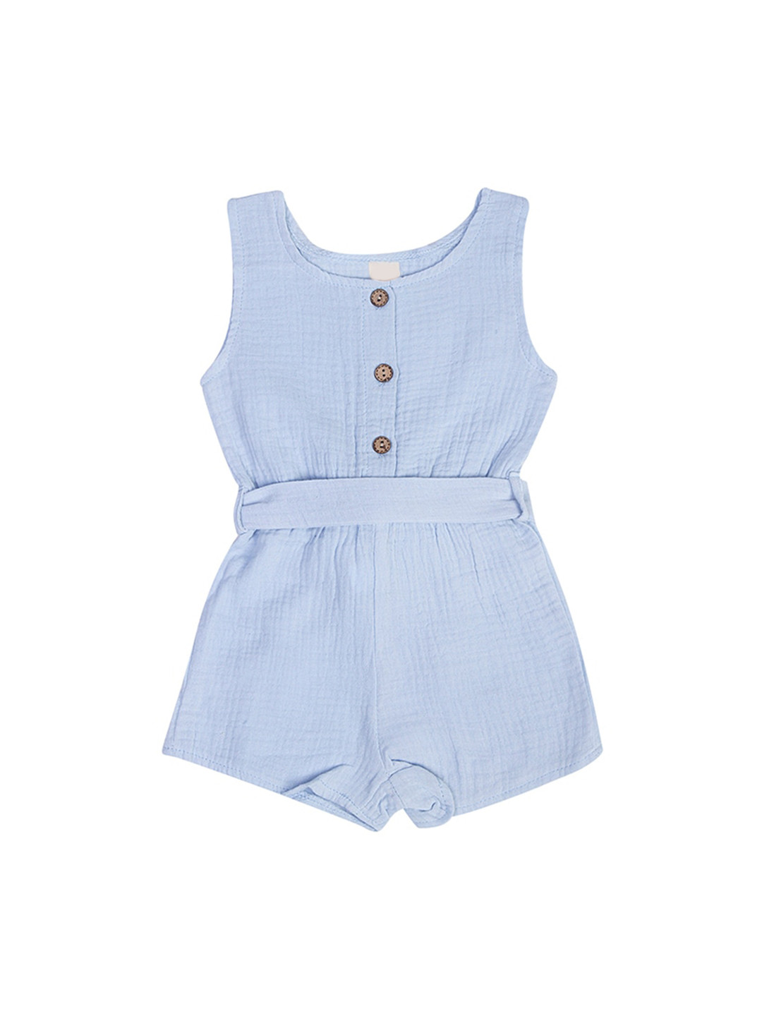 

Baby Moo Infant Kids Blue Solid Cotton Romper
