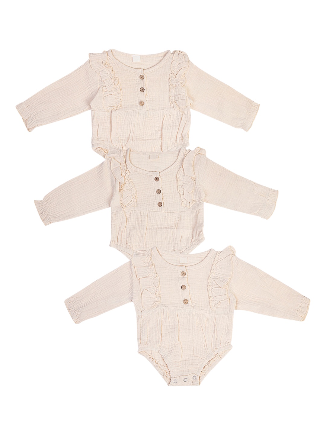 

Baby Moo Infants Cream Coloured Solid Cotton Bodysuit