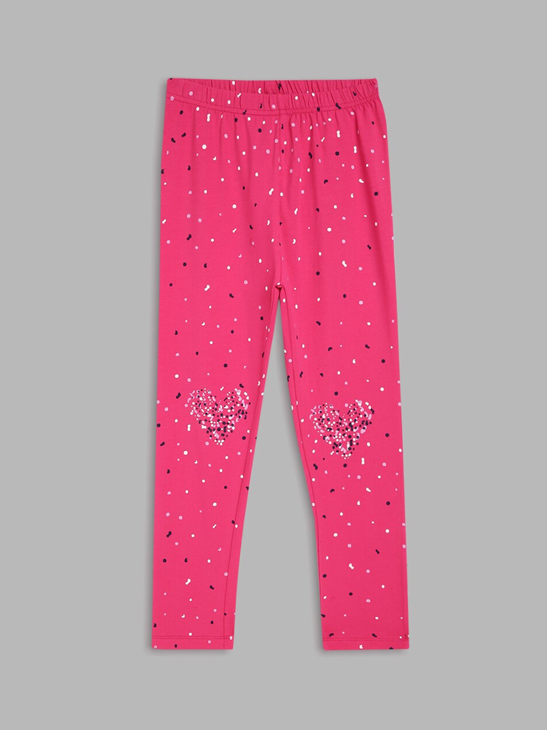 

Blue Giraffe Girls Pink & White Printed Cotton Leggings