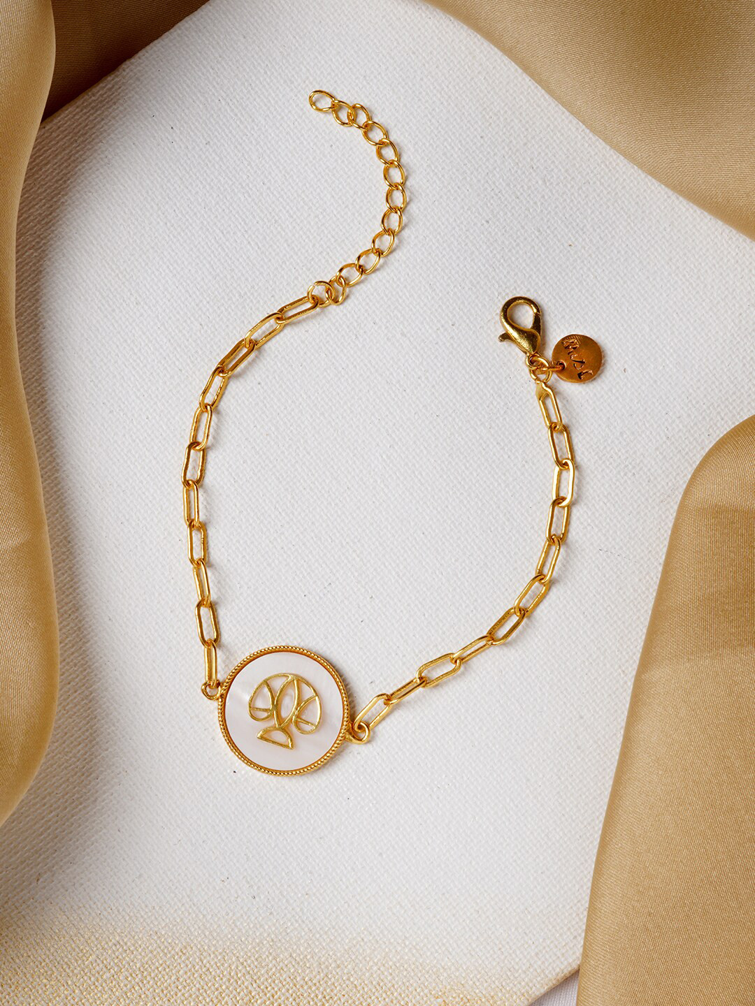 

JOKER & WITCH Women White-Toned & 18K Gold-Plated Libra Zodiac Bracelet