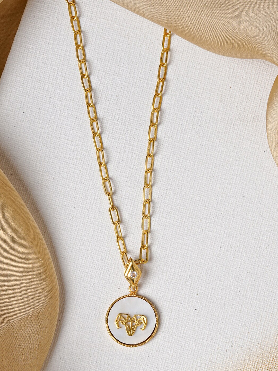 

JOKER & WITCH White & 18K Gold-Plated Brass Aries Zodiac Pendent Chain