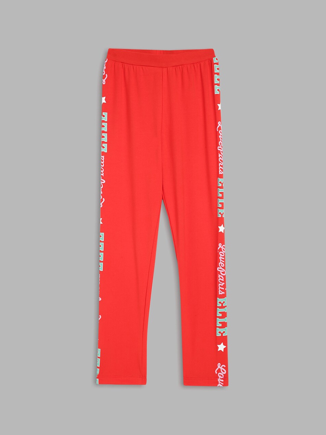 

ELLE Girls Red Printed Cotton Leggings
