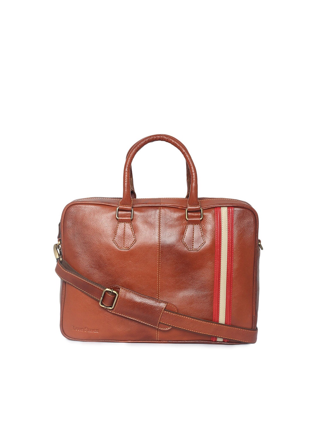 

LOUIS STITCH Men Brown & Red Leather Laptop Bag