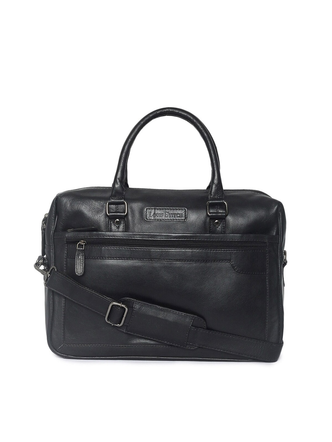 

LOUIS STITCH Men Black Leather 16" Laptop Bag