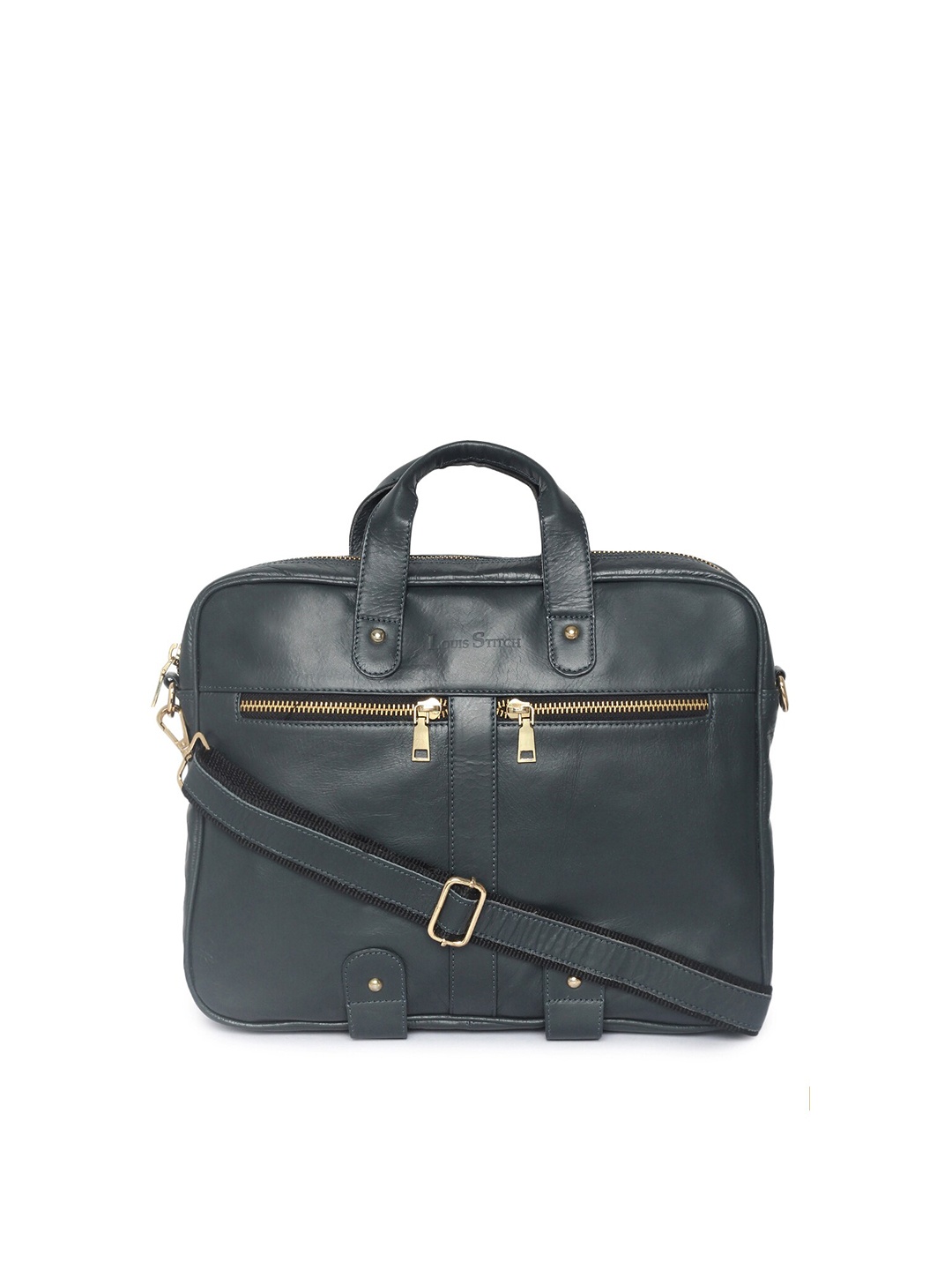 

LOUIS STITCH Men Blue Leather Laptop Bag