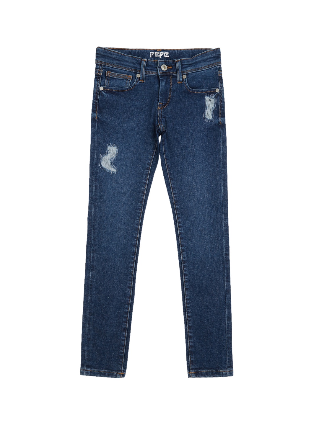 

Pepe Jeans Girls Blue Skinny Fit Low Distress Light Fade Winter Jeans