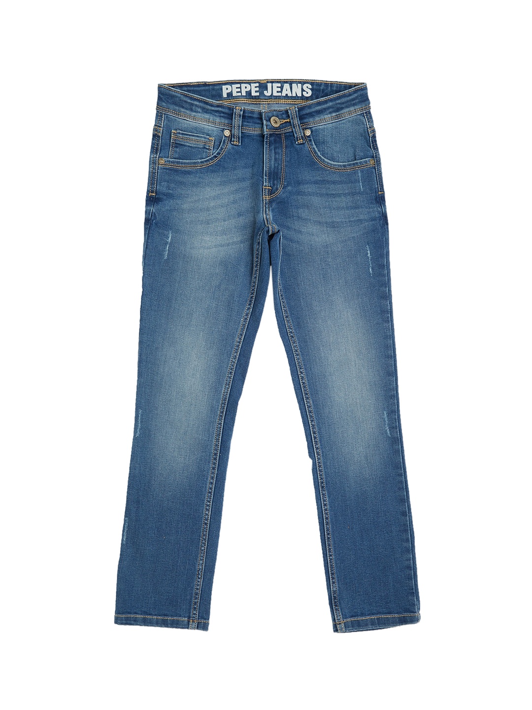 

Pepe Jeans Boys Blue Slim Fit Low Distress Heavy Fade Jeans