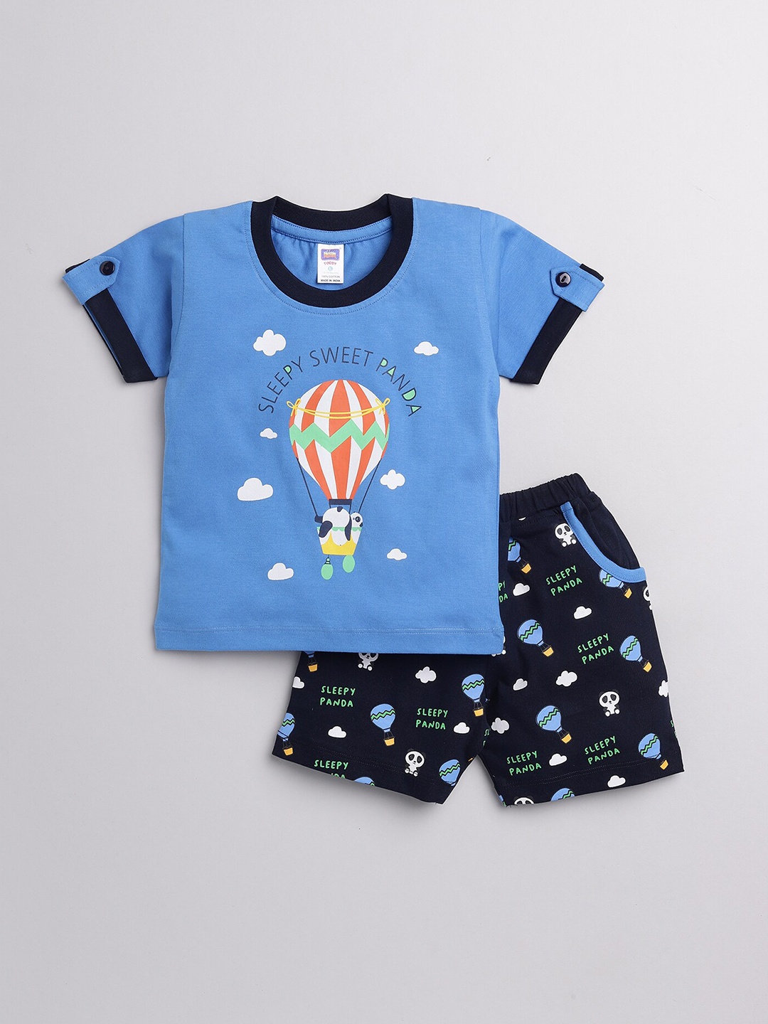 

Nottie Planet Boys Blue Kung Fu Panda Printed Pure Cotton T-Shirt & Shorts