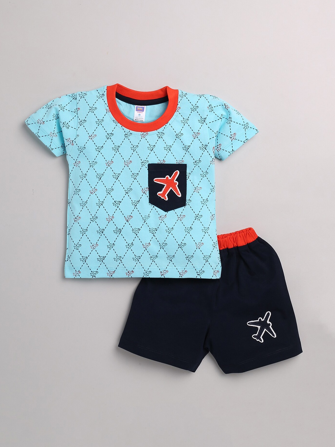 

Nottie Planet Boys Blue & Black Pure Cotton Printed T-shirt & Shorts