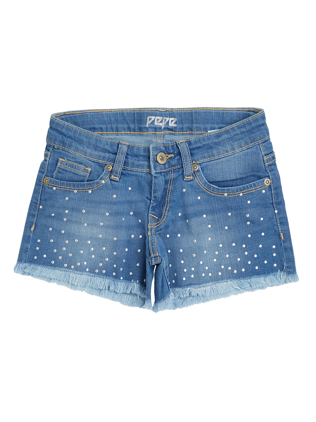 

Pepe Jeans Girls Blue Printed Denim Shorts