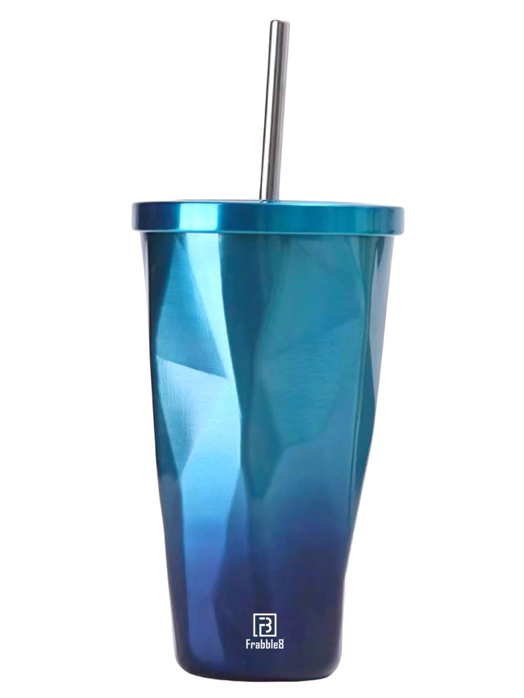 

Frabble8 Blue Vacuum Insulated Stainless Steel Tumbler with Steel Straw 500 ml