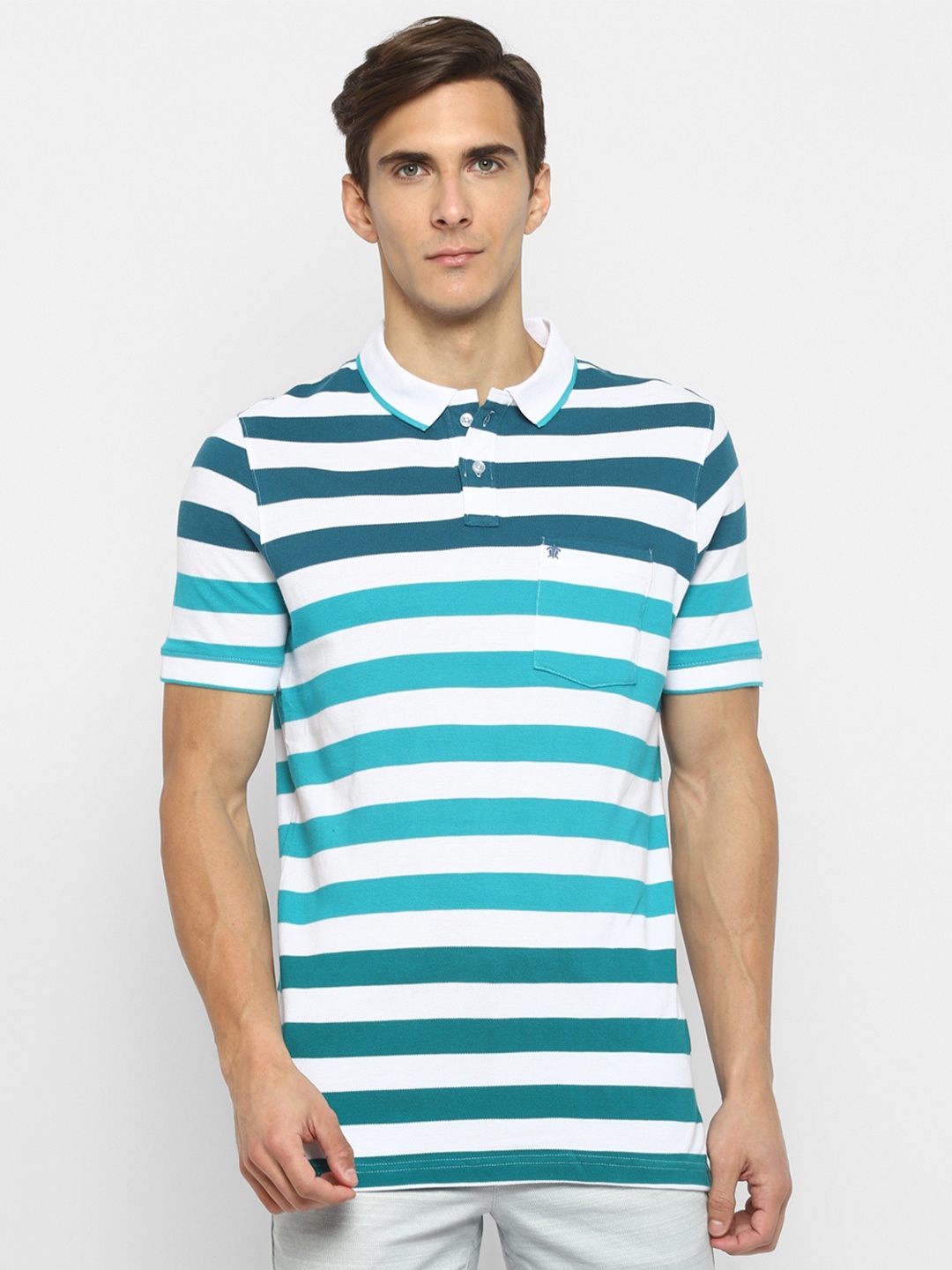 

Turtle Men Multicoloured Striped Henley Neck Slim Fit T-shirt, Multi