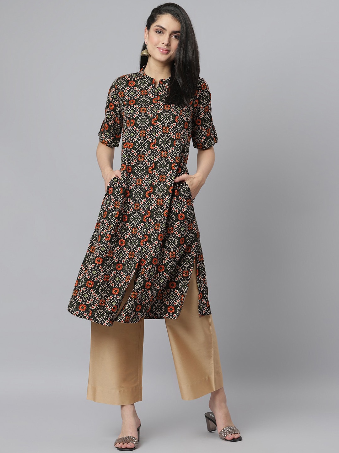 

Stylum Women Black Ethnic Motifs Printed Kurta