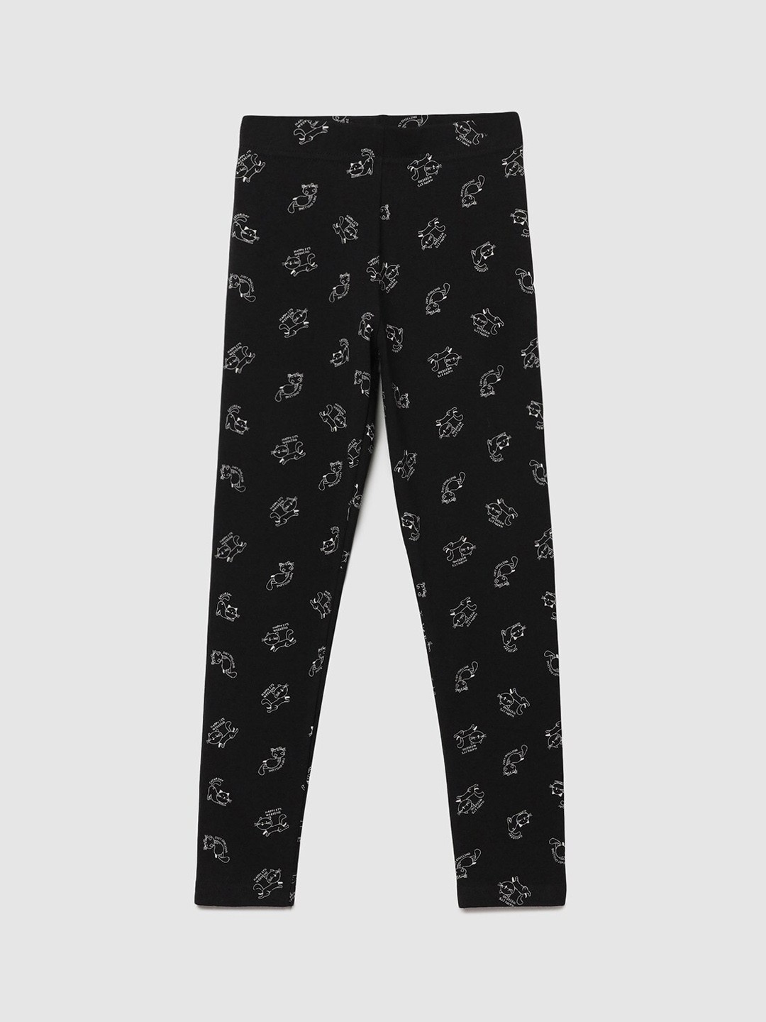 

max Girls Black & White Printed Leggings