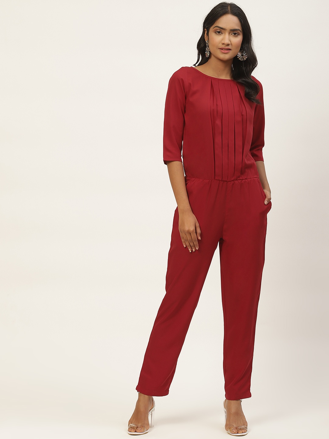 

Magnetic Designs Maroon Solid Basic Jumpsuit