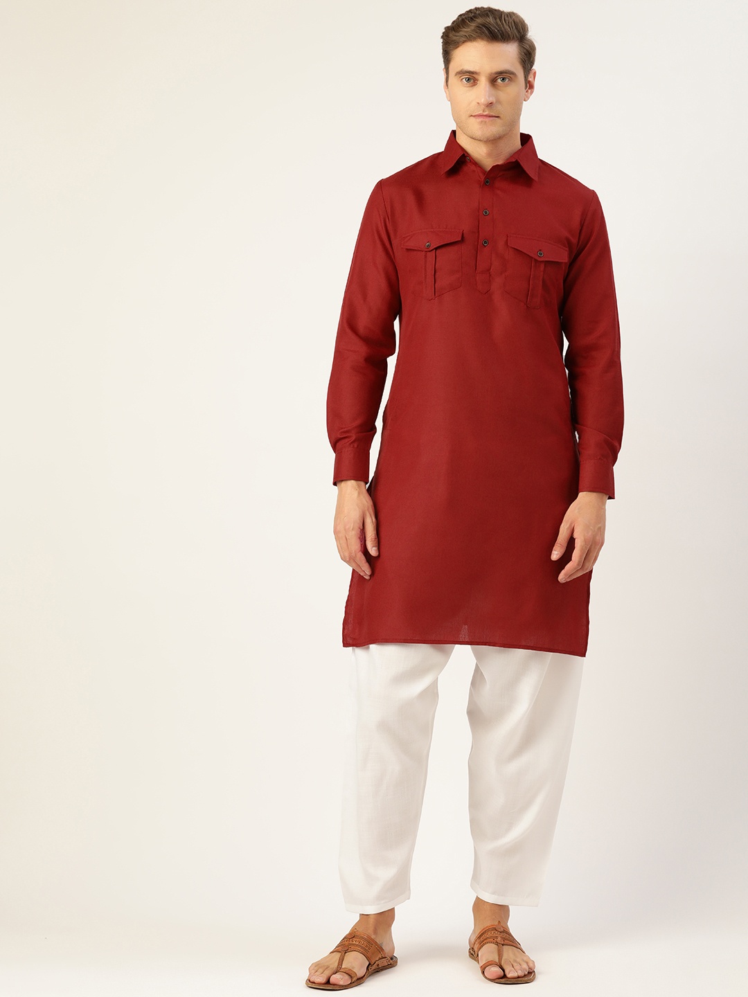 

Molly & Michel Men Maroon Pure Cotton Kurta with Salwar