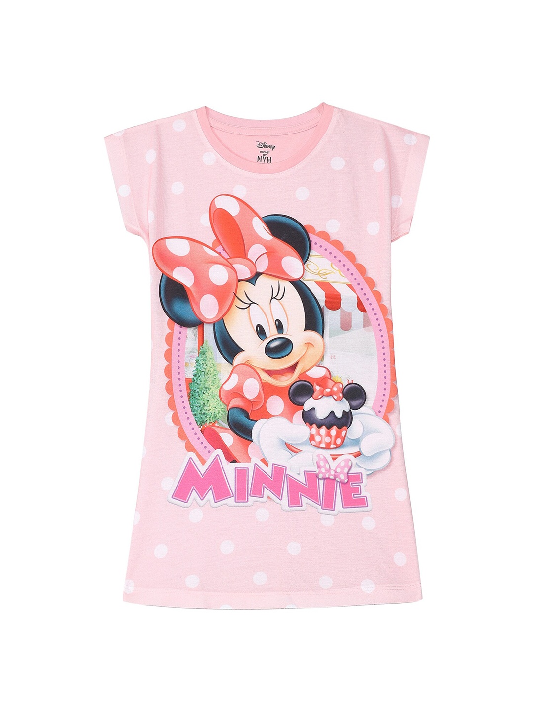 

Disney by Wear Your Mind Girls Pink Minnie Mouse Printed A-Line Dress