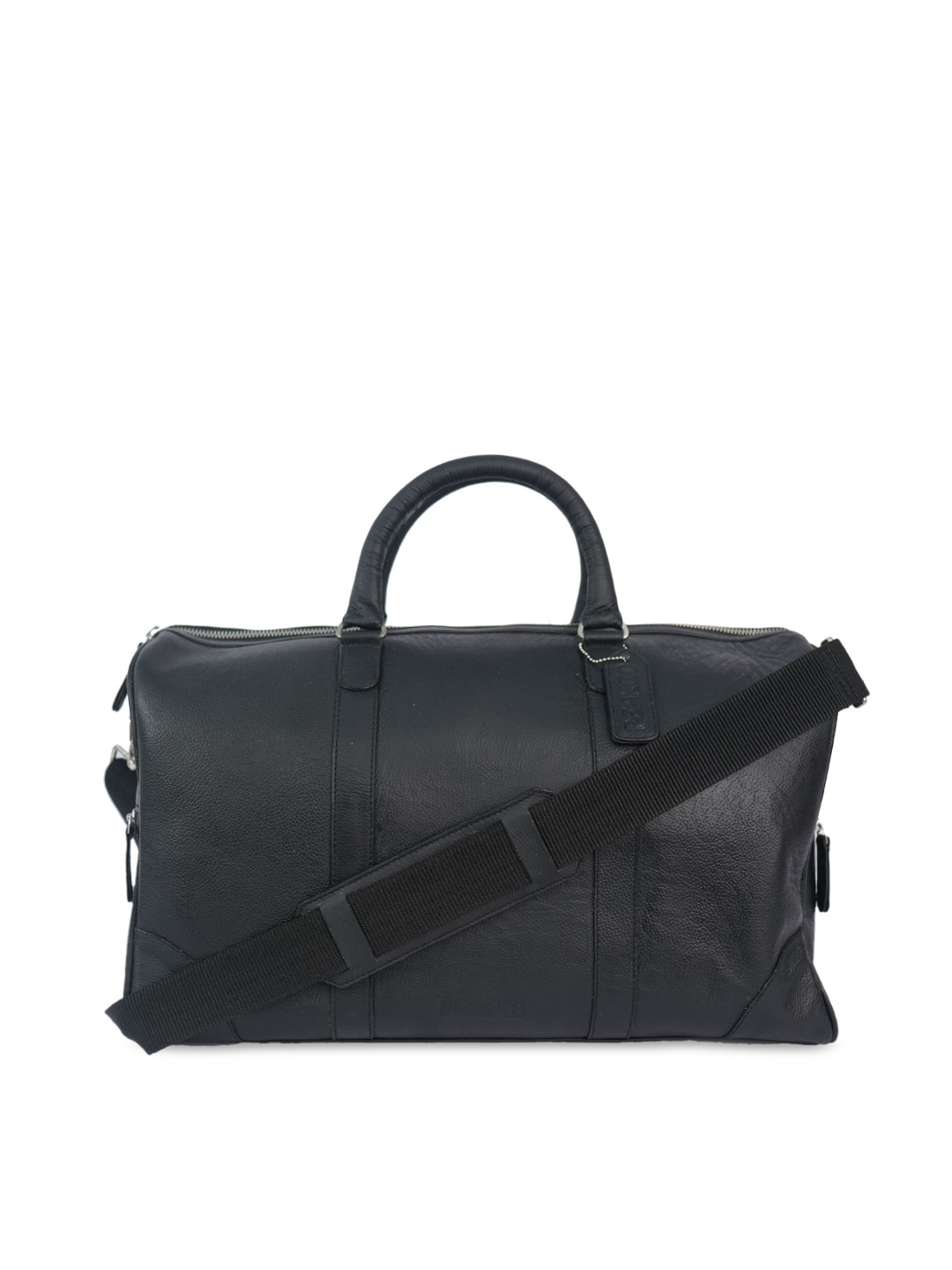 

PERKED Black Textured Genuine Leather Duffel Bag