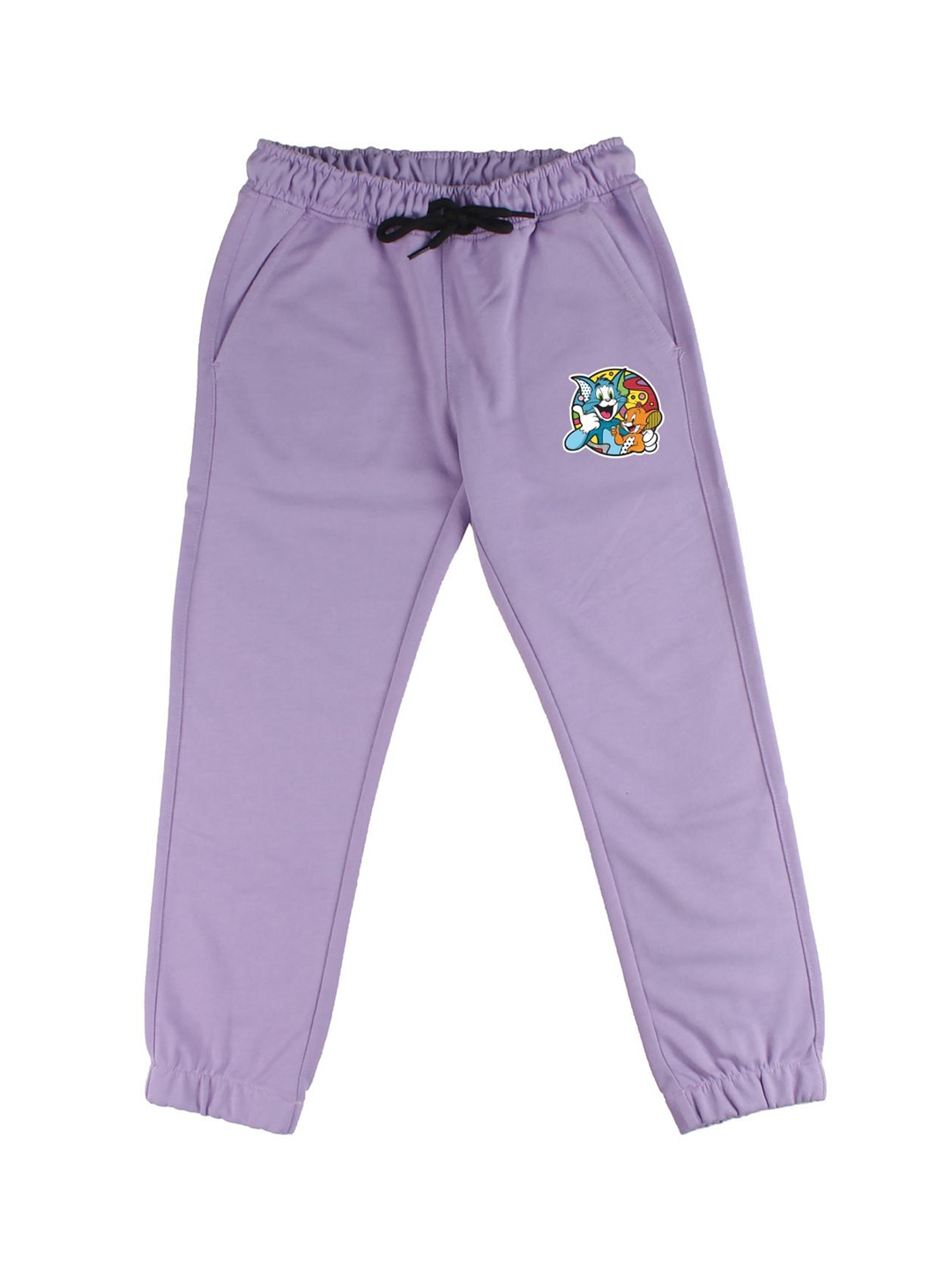 

Tom & Jerry by Wear Your Mind Girls Purple Solid Cotton Straight-Fit Joggers