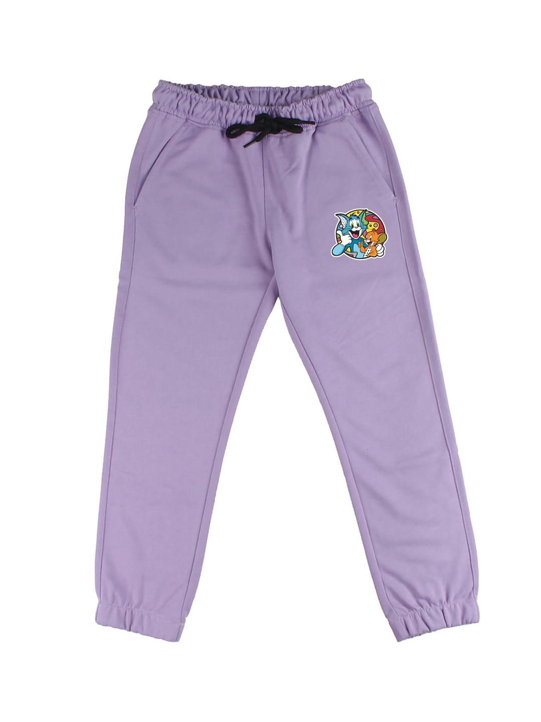 

Tom & Jerry by Wear Your Mind Girls Purple Tom & Jerry Pure Cotton Straight-Fit Joggers