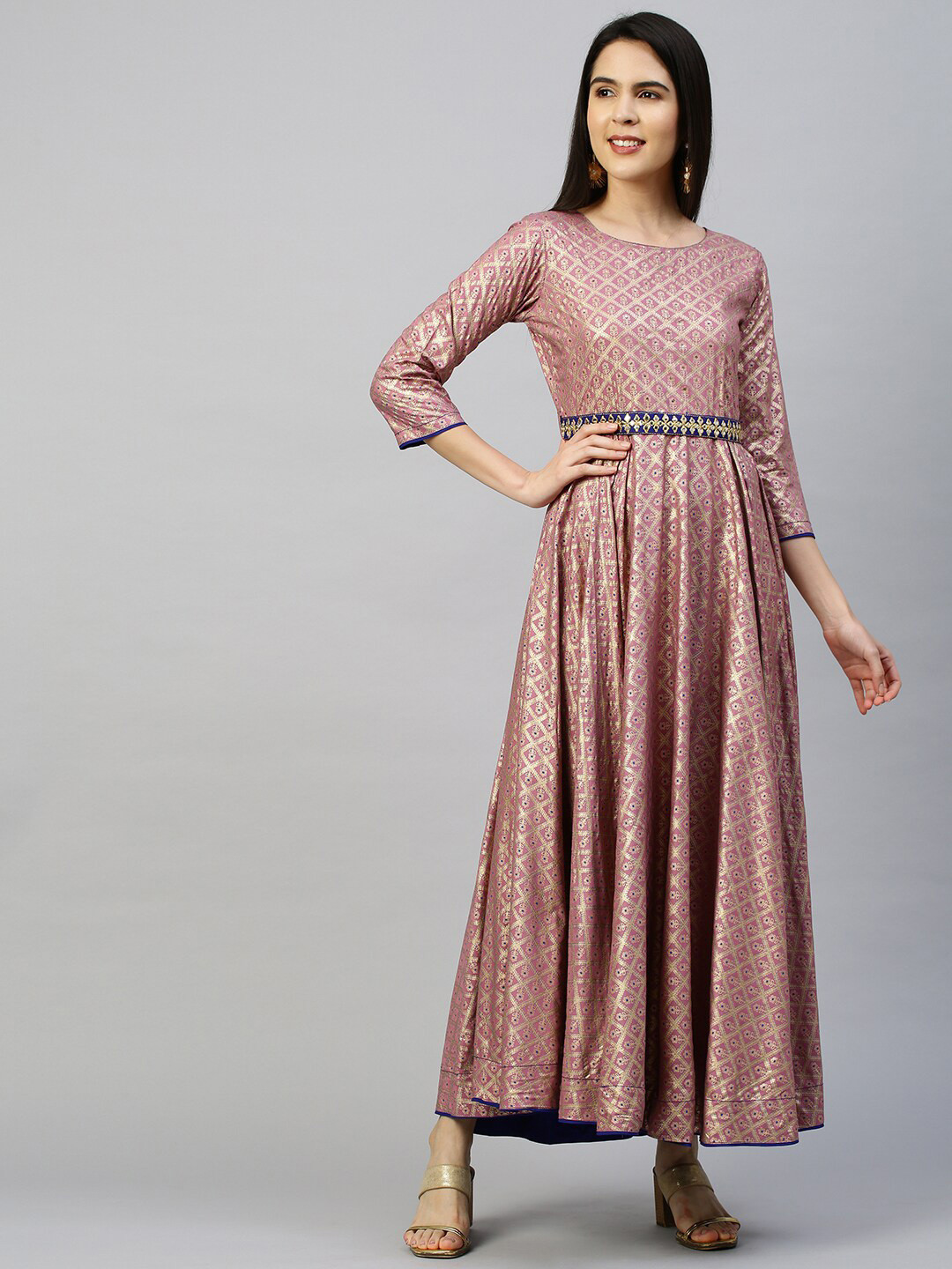 

FASHOR Lavender & Gold-Toned Ethnic Maxi Dress