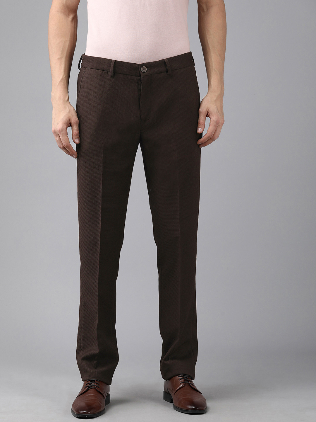 

Arrow Men Brown Textured Regular Trousers