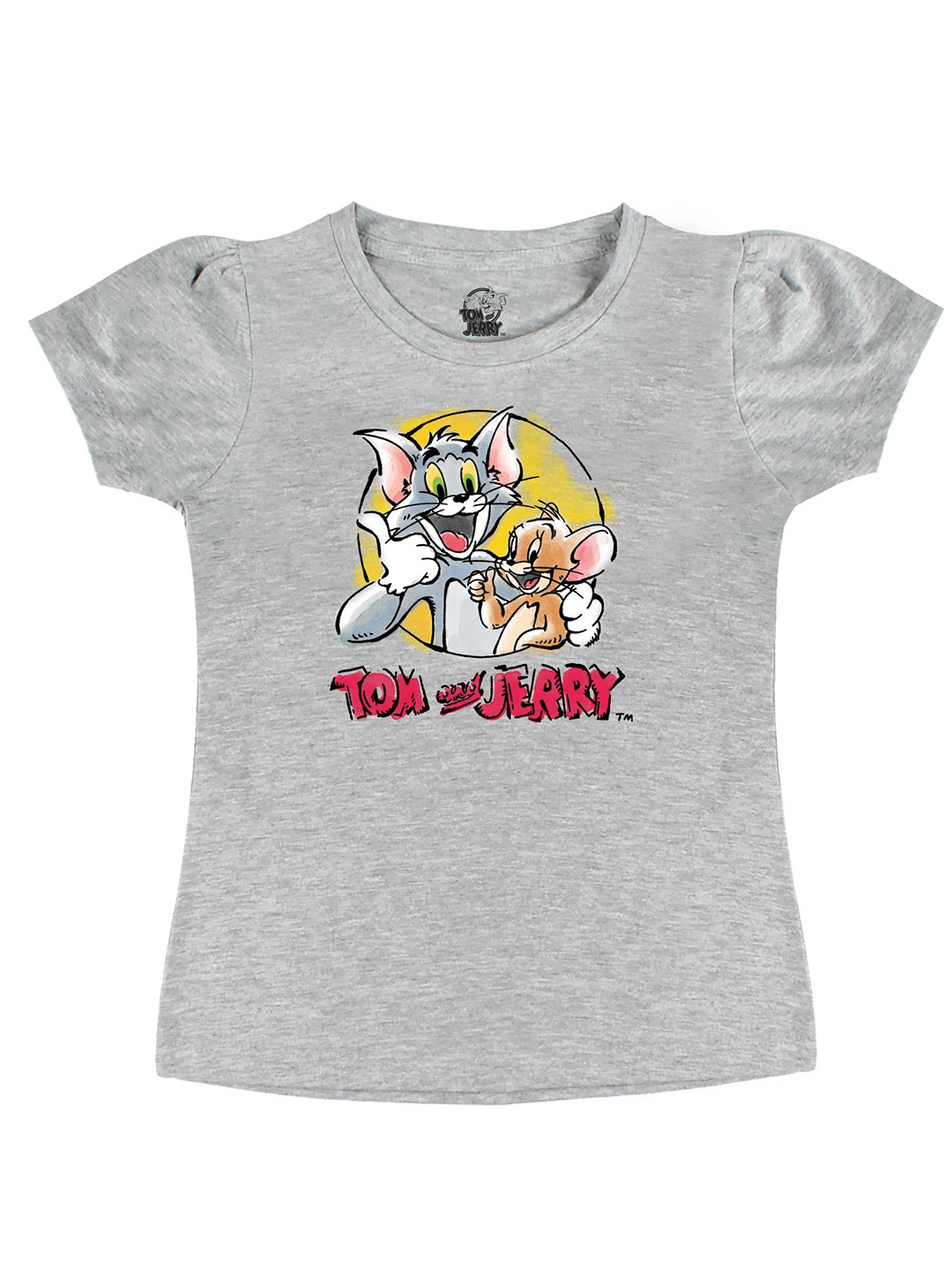 

Tom & Jerry by Wear Your Mind Girls Grey Tom & Jerry Printed Pure Cotton T-shirt