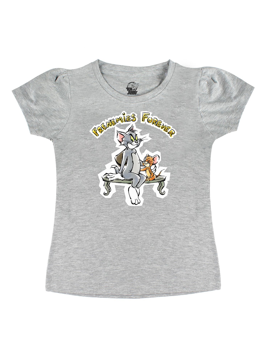 

Tom & Jerry by Wear Your Mind Girls Grey Cotton Printed T-shirt