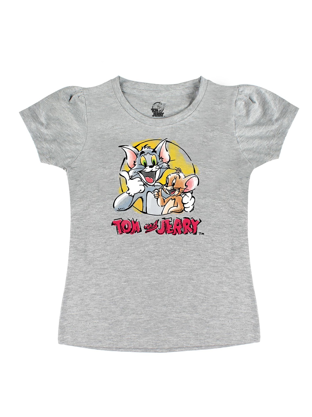 

Tom & Jerry by Wear Your Mind Girls Grey Cotton Printed T-shirt