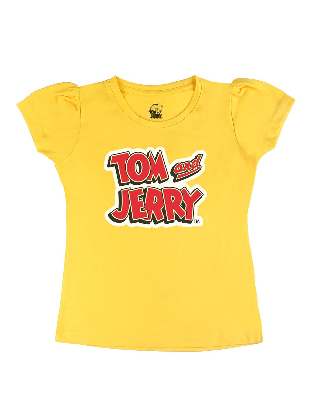

Tom & Jerry by Wear Your Mind Girls Yellow & Red Printed Round Neck Cotton T-shirt
