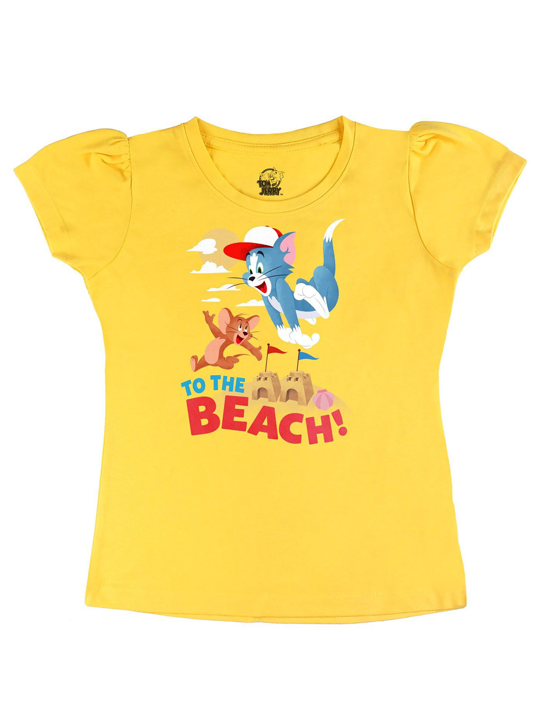 

Tom & Jerry by Wear Your Mind Girls Yellow Graphic Printed Pure Cotton Regular Fit T-shirt
