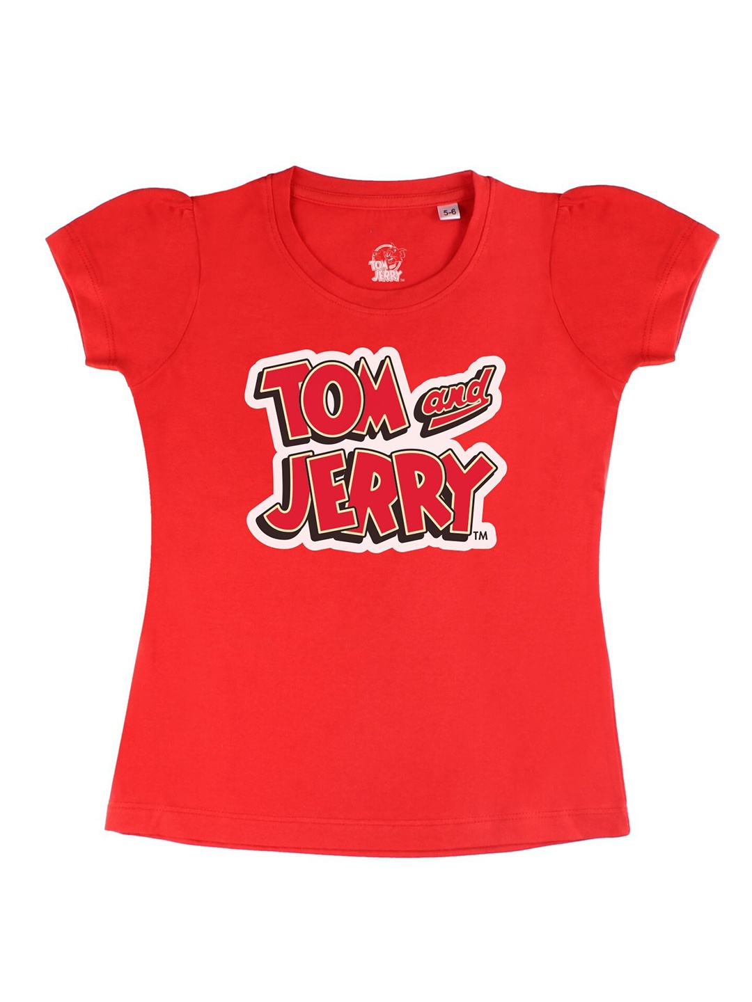 

Tom & Jerry by Wear Your Mind Girls Red Regular Fit Cotton Printed T-shirt
