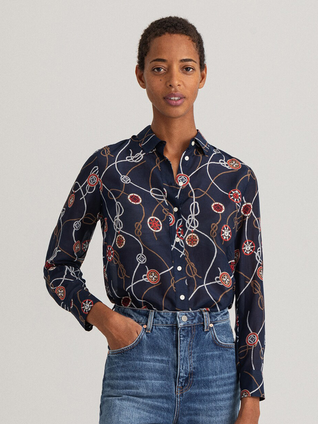 

GANT Women Blue Printed Casual Shirt
