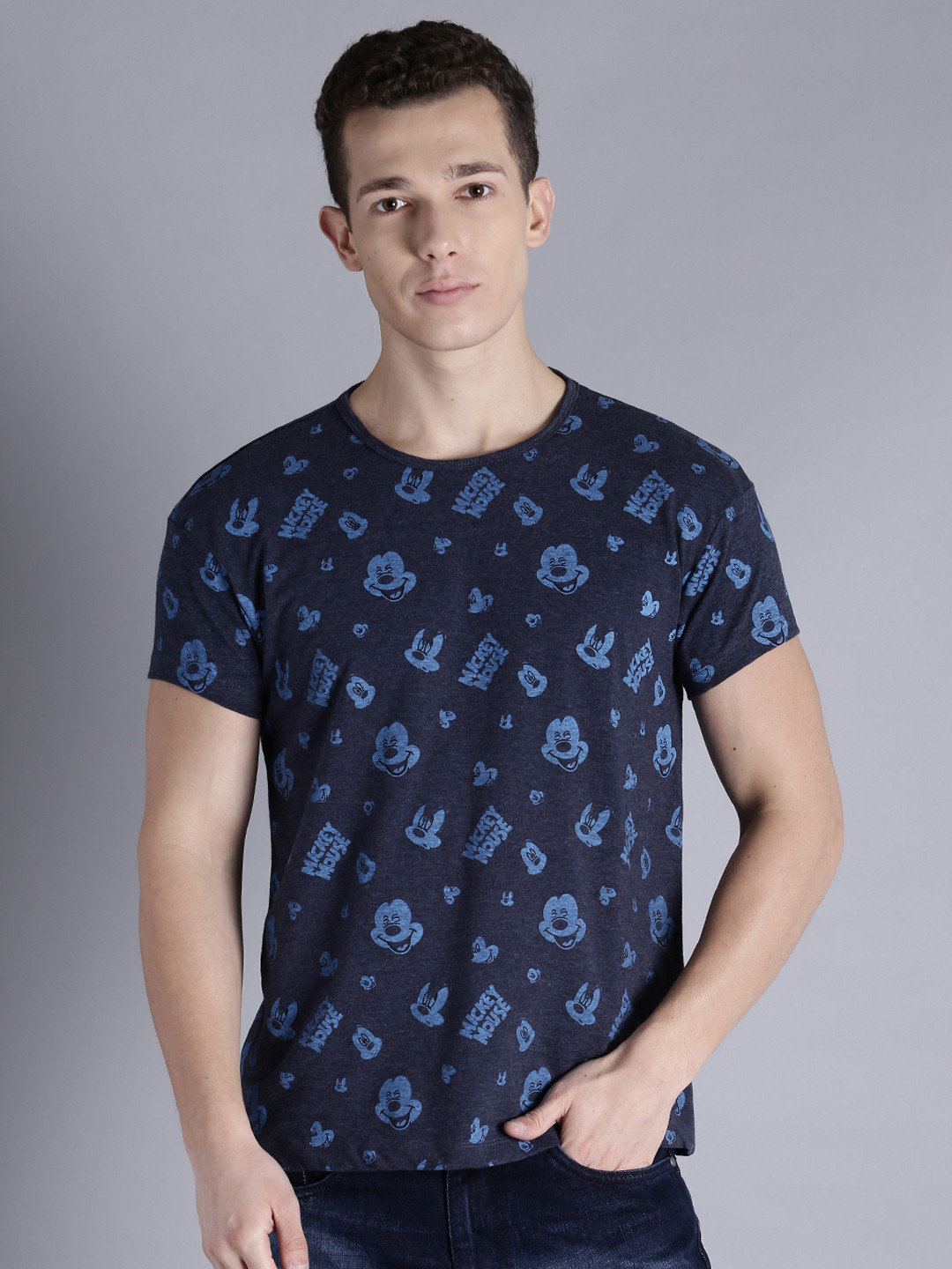 

Kook N Keech Disney Men Navy Printed Round Neck Pure Cotton T-shirt, Navy blue